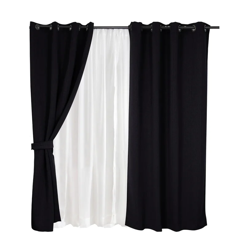 Set De Cortinas 8 Piezas Valdivia Jacquard / Negro - Mashini - Imagen 2