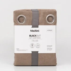 Set Cortinas BlackOut Chenille / Café - Mashini