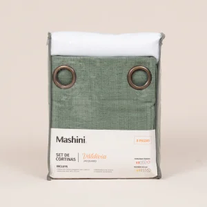 Set De Cortinas 8 Piezas Valdivia Jacquard / Verde - Mashini
