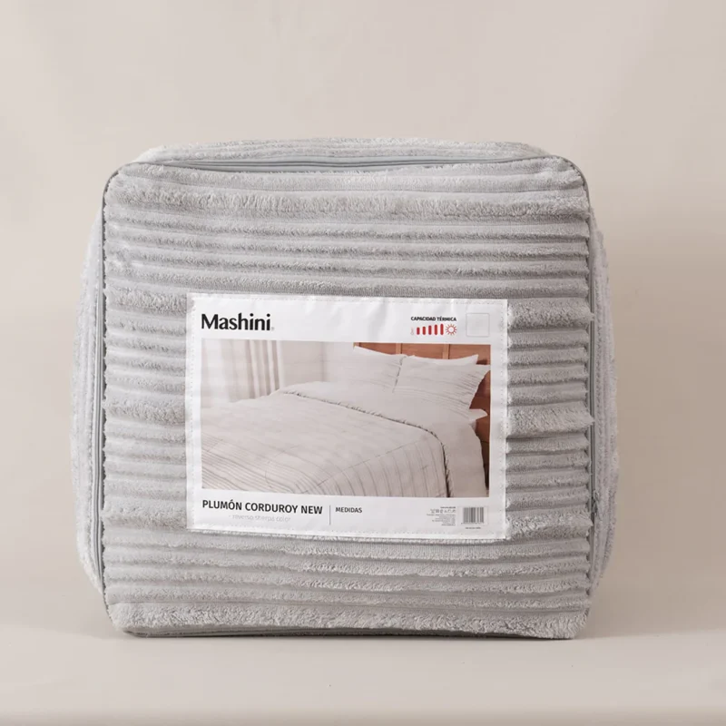 Plumón Corduroy Coral Sherpa 2 Plazas / Gris - Mashini - Imagen 3