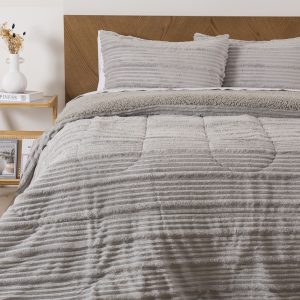 Plumón Corduroy Coral Sherpa Super King / Gris - Mashini