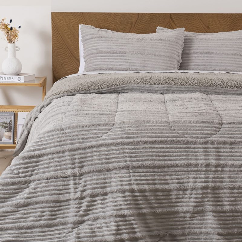 Plumón Corduroy Coral Sherpa Super King / Gris - Mashini