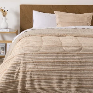 Plumón Corduroy Coral Sherpa 1.5 Plazas / Beige - Mashini