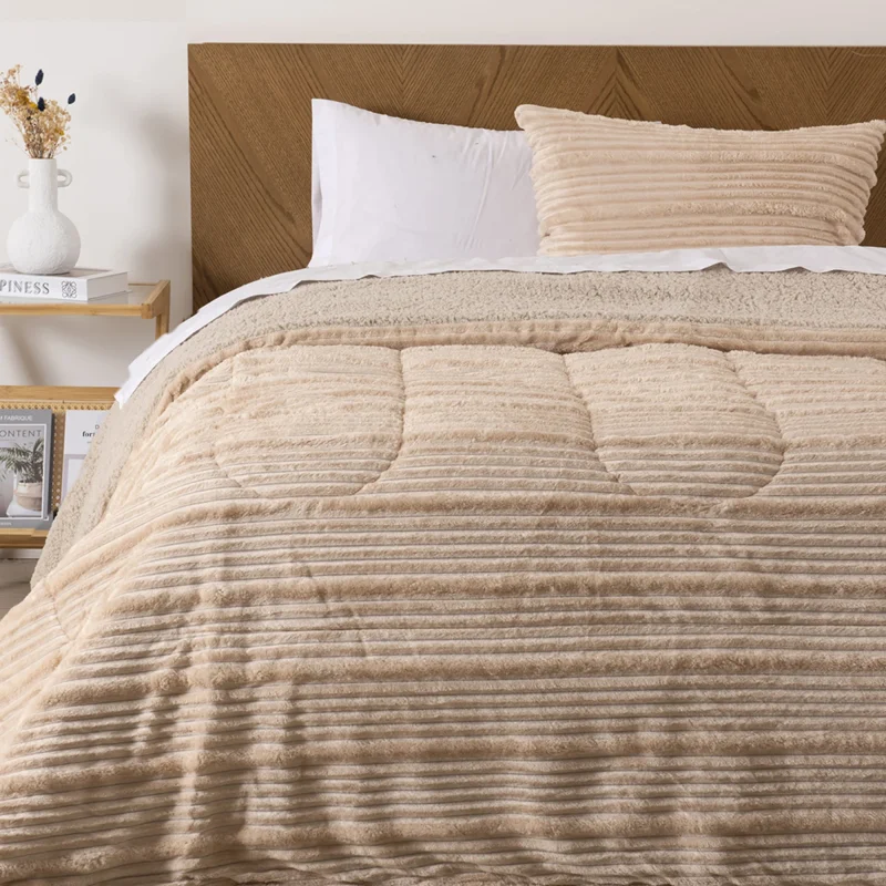 Plumón Corduroy Coral Sherpa 1.5 Plazas / Beige - Mashini