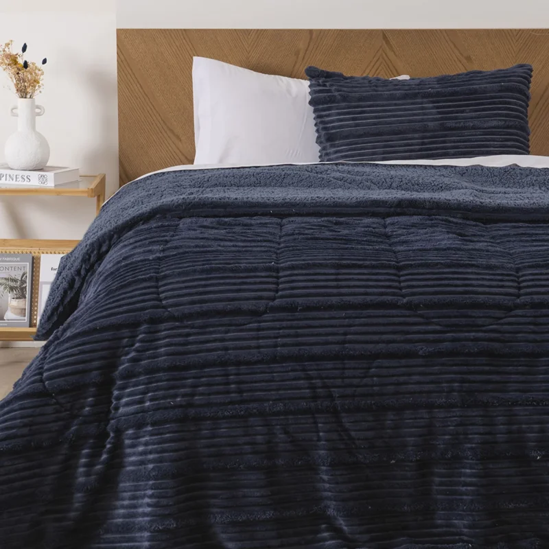Plumón Corduroy Coral Sherpa 1.5 Plazas / Azul - Mashini
