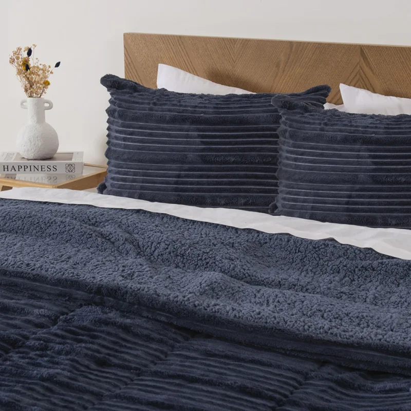 Plumón Corduroy Coral Sherpa 2 Plazas / Azul - Mashini - Imagen 3