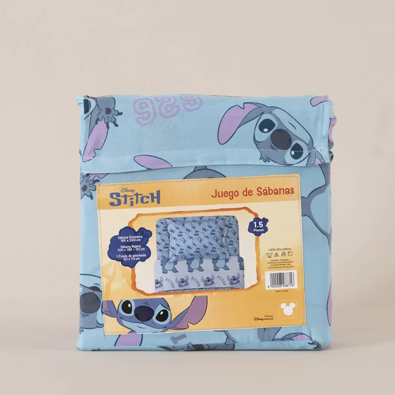 Juego Sábana Microfibra Single / Stitch Celeste - Mashini - Imagen 3