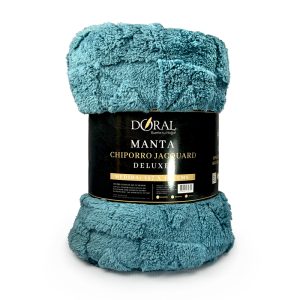 Manta Chiporro Jacquard Deluxe / Azul Piedra - Doral