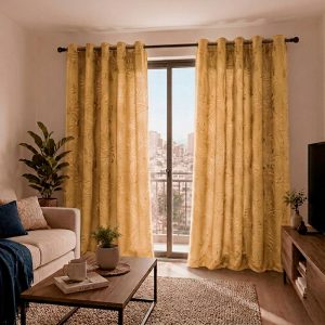 Set de Cortinas Velvet Emboss / Beige - Chantilly