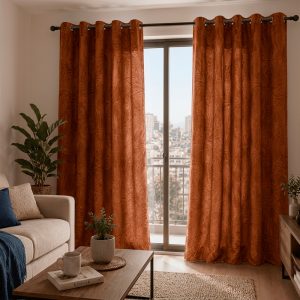 Set de Cortinas Velvet Emboss / Terracota - Chantilly