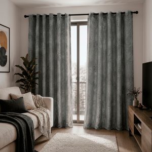 Set de Cortinas Velvet Emboss / Gris Pardo - Chantilly