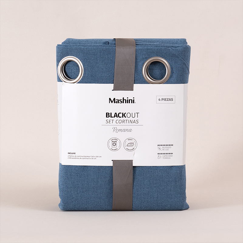 Set de Cortinas Blackout Argolla Romana / Azul - Mashini - Imagen 3
