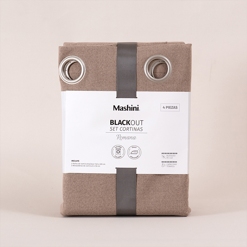 Set de Cortinas Blackout Argolla Romana / Beige - Mashini - Imagen 3