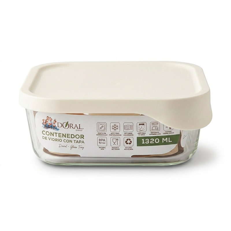 Hermético de Vidrio Cuadrado Glass Try 1320 ml - Doral