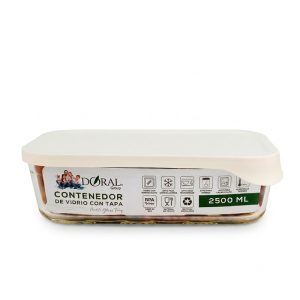 Hermético de Vidrio Rectangular Glass Try 2500 ml - Doral