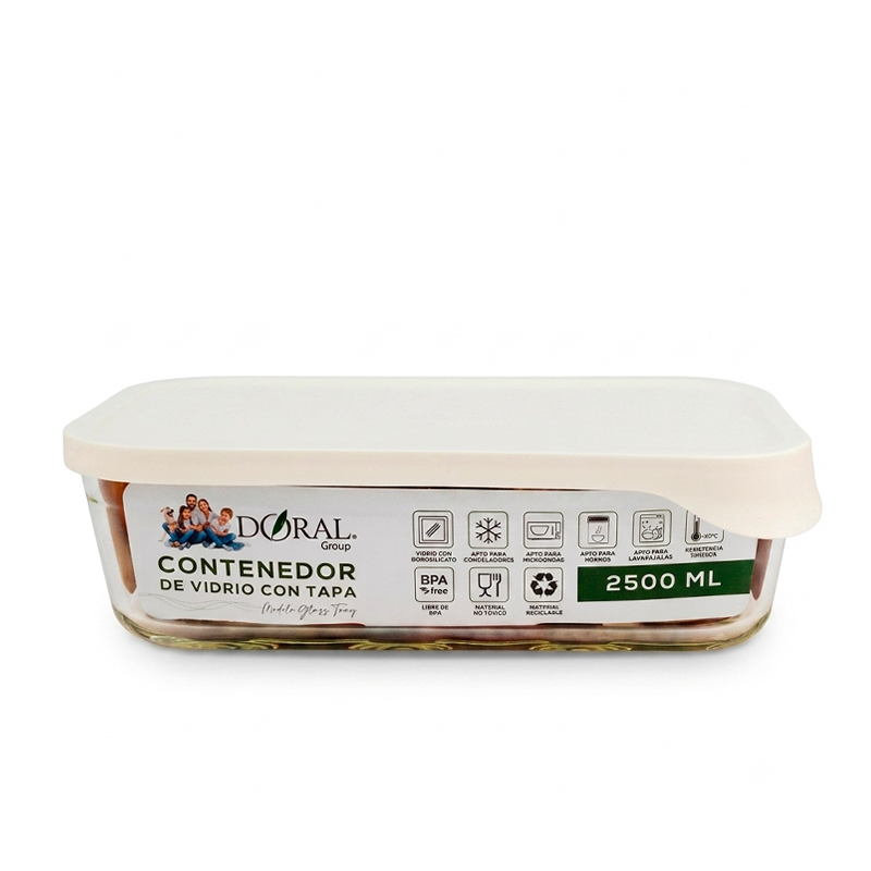 Hermético de Vidrio Rectangular Glass Try 2500 ml - Doral