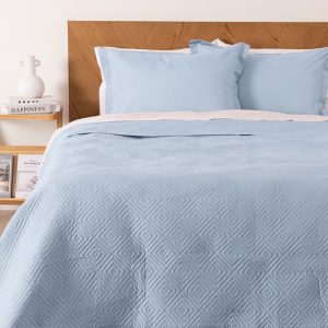 Quilt Cordoba Liso 2 Plazas / Celeste - Mashini
