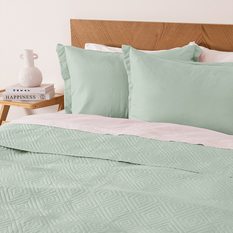 Quilt Cordoba Liso 2 Plazas / Verde - Mashini - Imagen 3