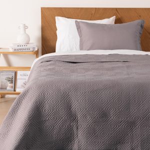 Quilt Cordoba Liso 1.5 Plazas / Gris - Mashini