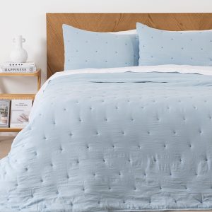 Quilt Bordado Oviedo Super King / Celeste- Mashini