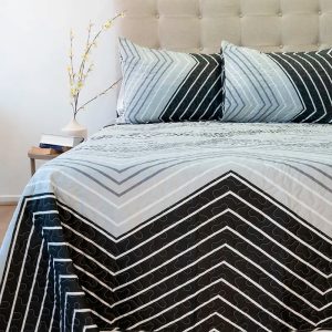 Quilt Stitchy Estampado 2.5 Plazas / ZigZag Gris Negro - Doral