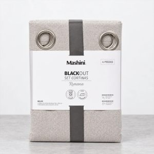 Set de Cortinas Blackout Argolla Romana / Gris Claro - Mashini