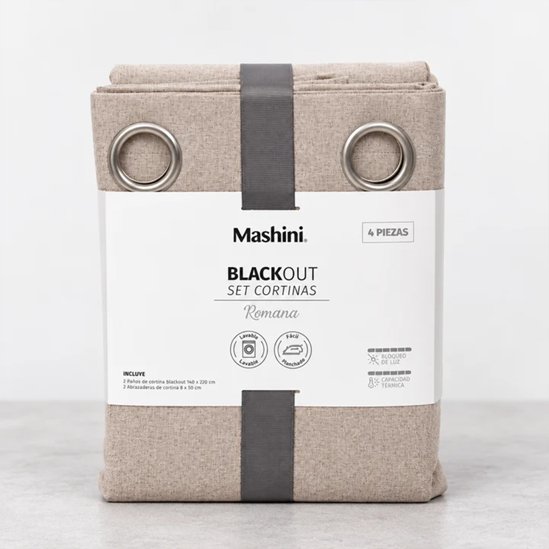 Set de Cortinas Blackout Argolla Romana / Crudo - Mashini