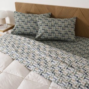 Juego de Sábanas Estampada 144 Hilos 2 Plazas / Llaima - Mashini