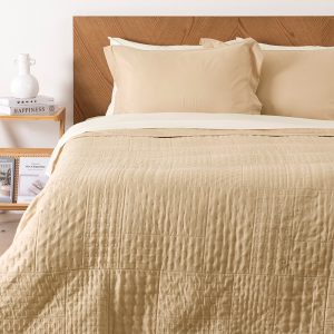 Quilt + Sábana Liso 2 Plazas / Beige - Mashini