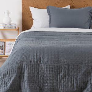 Quilt + Sábana Liso 1.5 Plaza / Gris - Mashini