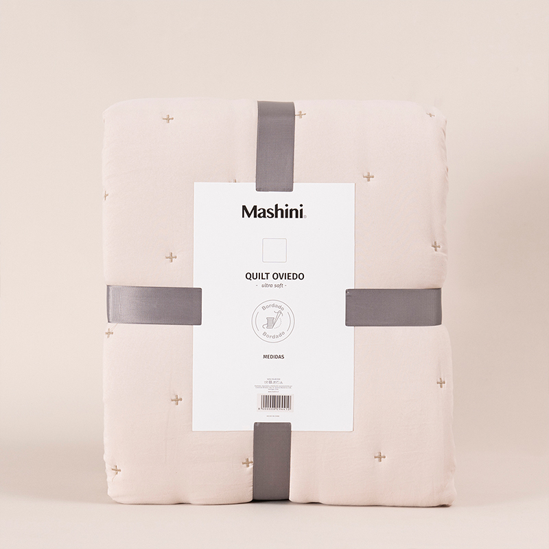Quilt Bordado Oviedo King / Arena - Mashini - Imagen 4