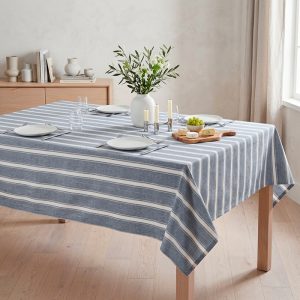 Mantel Rectangular Alondra Yarn Dyed 150x210cm / Azul Piedra Listado - Doral