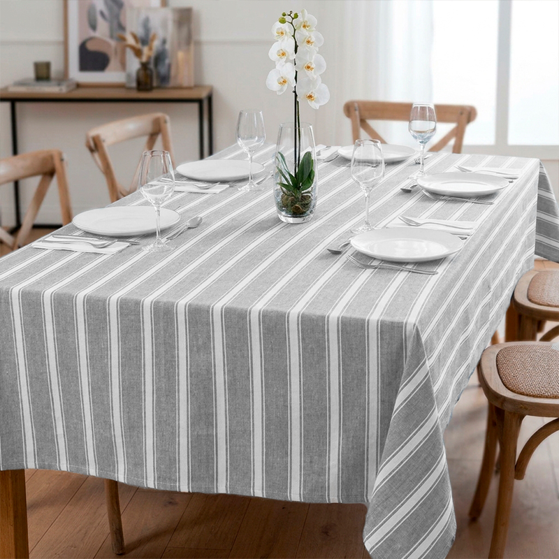 Mantel Rectangular Alondra Yarn Dyed 150x210cm / Gris Listado - Doral