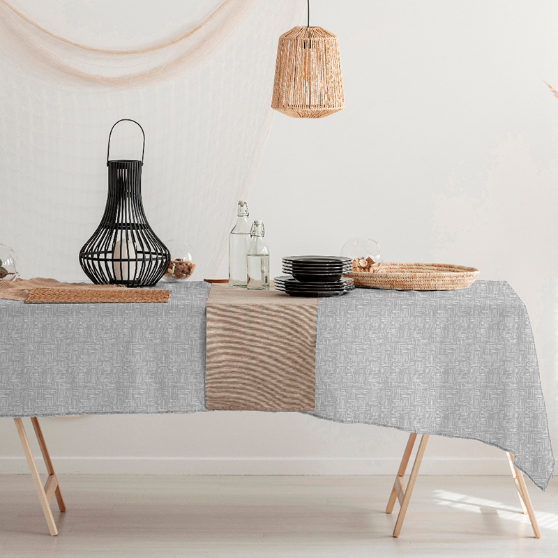 Mantel Rectangular Aurelia Impermeable 150x210cm / Tramado Gris - Doral
