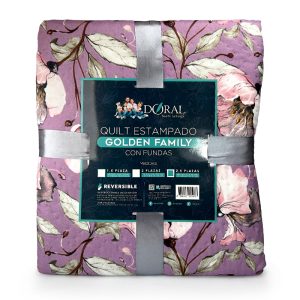 Quilt Hotpress Estampado 2.5 Plazas / Flores Morado - Doral