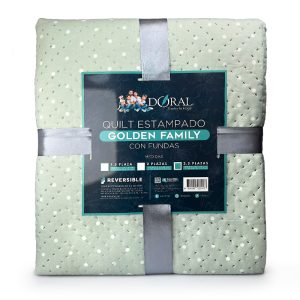 Quilt Hotpress Estampado 2.5 Plazas/ Puntos Verde Blanco - Doral