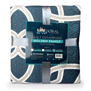 Quilt Hotpress Estampado 2.5 Plazas / Trama Azul Gris - Doral