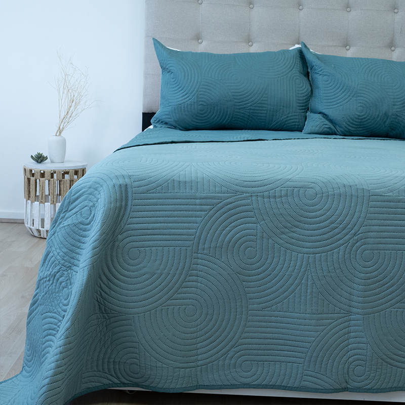 Quilt Hotpress Liso Bicolor 2 Plazas / Verde Oscuro - Doral - Imagen 3