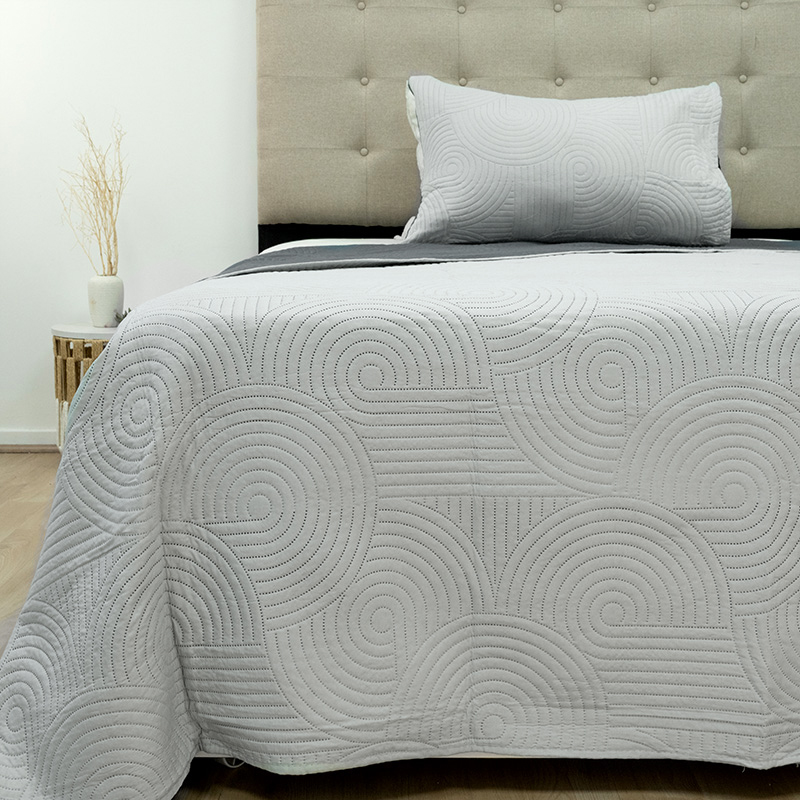 Quilt Hotpress Liso Bicolor 1.5 plazas / Gris Claro Marengo - Doral - Imagen 3