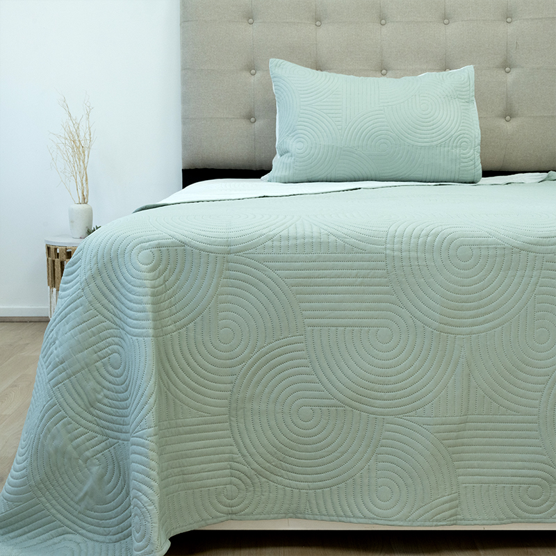 Quilt Hotpress Liso Bicolor 1.5 plazas / Verde Agua Menta - Doral - Imagen 3