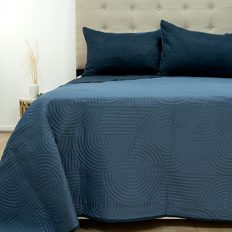 Quilt Hotpress Liso Bicolor 2 Plazas / Azul Marino - Doral - Imagen 3