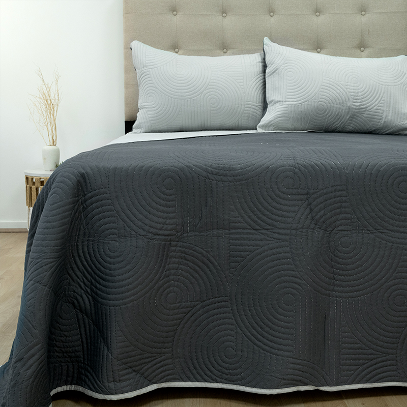 Quilt Hotpress Liso Bicolor 2 Plazas / Gris Claro Marengo - Doral - Imagen 3