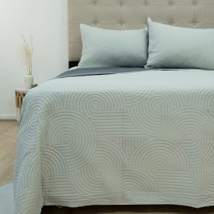 Quilt Hotpress Liso Bicolor 2 Plazas / Verde Pastel Gris - Doral