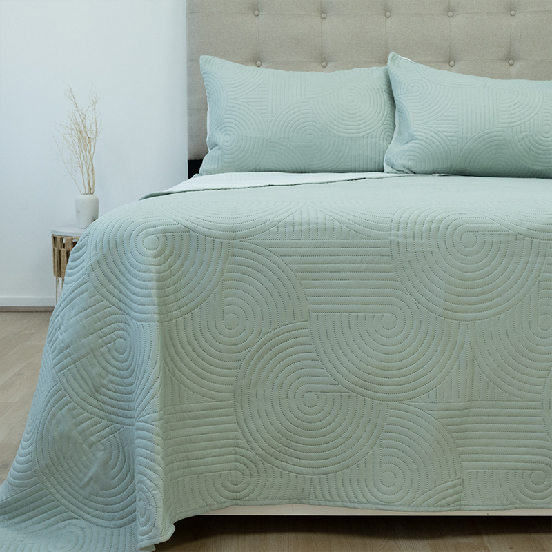 Quilt Hotpress Liso Bicolor 2.5 Plazas / Verde Agua Menta - Doral - Imagen 3